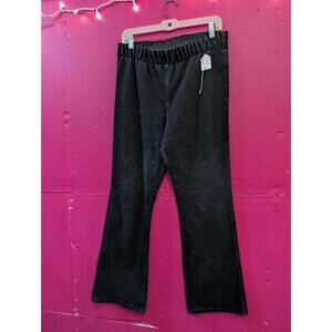 Soft Surroundings Black Distressed Stretch Elastic Waist Pull on Bootcut Jeans M